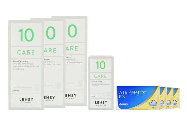 Air Optix EX 4 x 3 Monatslinsen + Lensy Care 10 Halbjahres-Sparpaket