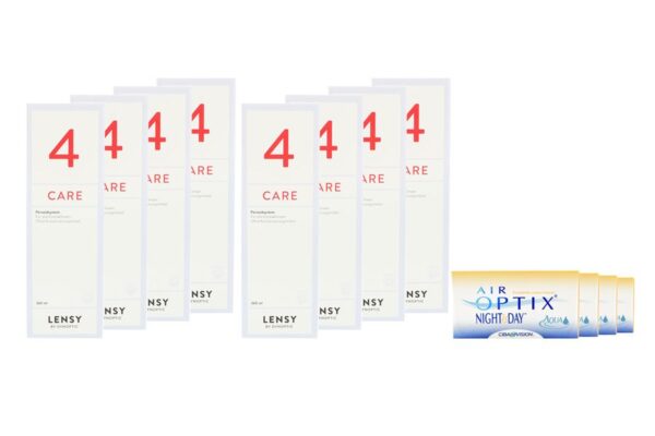 Air Optix Night & Day Aqua 4 x 6 Monatslinsen + Lensy Care 4 Jahres-Sparpaket
