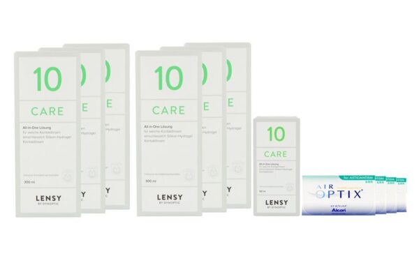 Air Optix for Astigmatism 4 x 6 Monatslinsen + Lensy Care 10 Jahres-Sparpaket