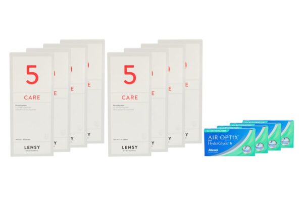 Air Optix plus HydraGlyde for Astigmatism 4 x 6 Monatslinsen + Lensy Care 5 Jahres-Sparpaket