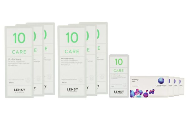 Biofinity toric 4 x 6 Monatslinsen + Lensy Care 10 Jahres-Sparpaket