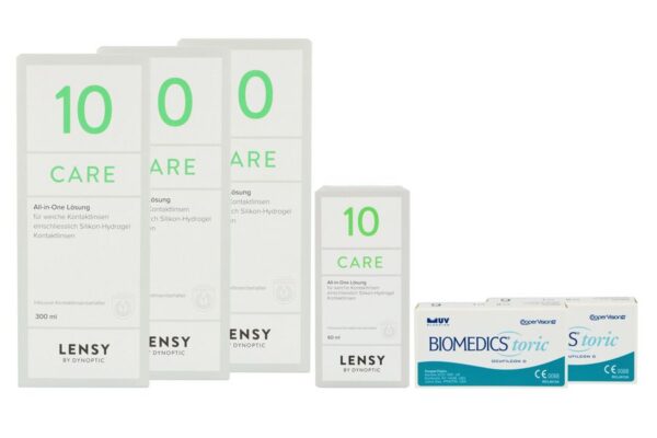 Biomedics Toric 2 x 6 Monatslinsen + Lensy Care 10 Halbjahres-Sparpaket