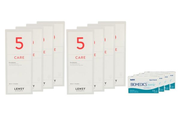 Biomedics Toric 4 x 6 Monatslinsen + Lensy Care 5 Jahres-Sparpaket