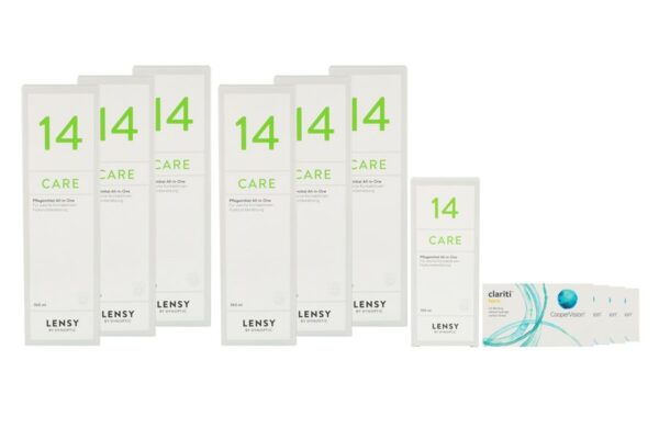 Clariti toric 4 x 6 Monatslinsen + Lensy Care 14 Jahres-Sparpaket