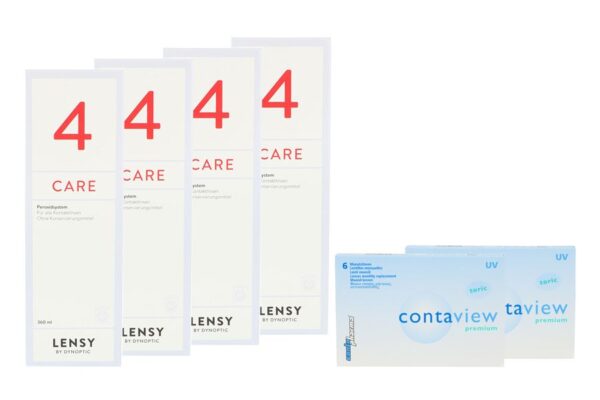 Contaview premium toric UV 2 x 6 Monatslinsen + Lensy Care 4 Halbjahres-Sparpaket