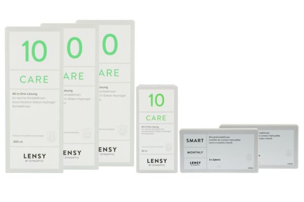 Lensy Monthly Smart Spheric 2 x 6 Monatslinsen + Lensy Care 10 Halbjahres-Sparpaket