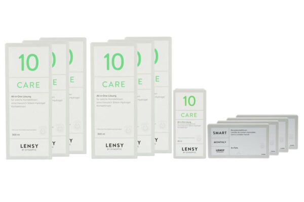 Lensy Monthly Smart Toric 4 x 6 Monatslinsen + Lensy Care 10 Jahres-Sparpaket