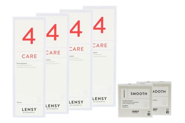 Lensy Monthly Smooth Spheric 2 x 6 Monatslinsen + Lensy Care 4 Halbjahres-Sparpaket