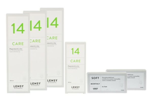 Lensy Monthly Soft Toric 2 x 6 Monatslinsen + Lensy Care 14 Halbjahres-Sparpaket