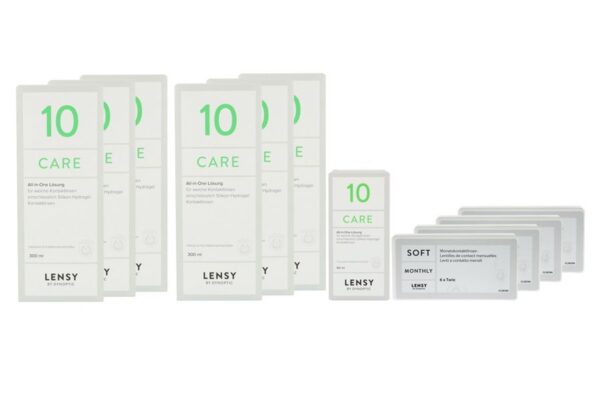 Lensy Monthly Soft Toric 4 x 6 Monatslinsen + Lensy Care 10 Jahres-Sparpaket