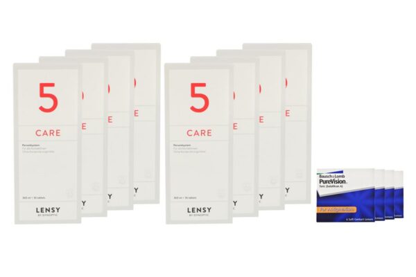 Pure Vision Toric 4 x 6 Monatslinsen + Lensy Care 5 Jahres-Sparpaket