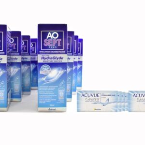 Acuvue Oasys 8 x 6 Zwei-Wochenlinsen + AoSept Plus HydraGlyde Jahres-Sparpaket