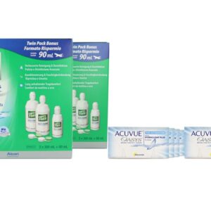 Acuvue Oasys for Astigmatism 8 x 6 Zwei-Wochenlinsen + Opti Free Pure Moist Jahres-Sparpaket