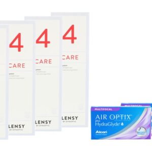 Air Optix plus HydraGlyde Multifocal 2 x 6 Monatslinsen + Lensy Care 4 Halbjahres-Sparpaket