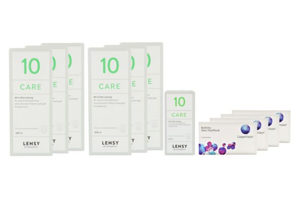 Biofinity toric multifocal 4 x 6 Monatslinsen + Lensy Care 10 Jahres-Sparpaket
