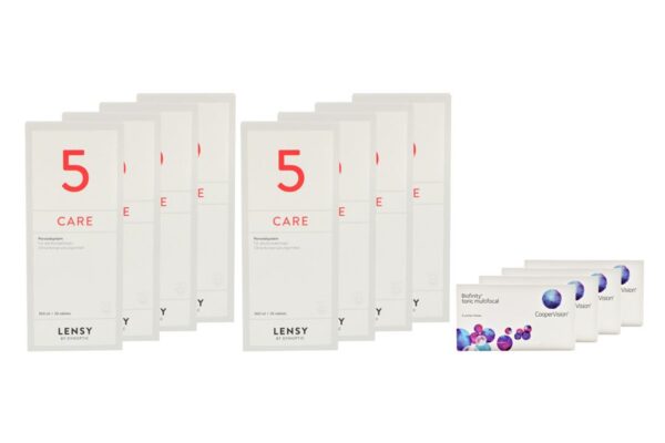 Biofinity toric multifocal 4 x 6 Monatslinsen + Lensy Care 5 Jahres-Sparpaket