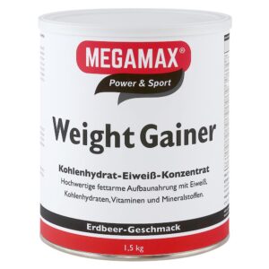 MEGAMAX® Power & Sport Weight Gainer Kohlenhydrat-Eiweiß-Konzentrat Erdbeer-Geschmack