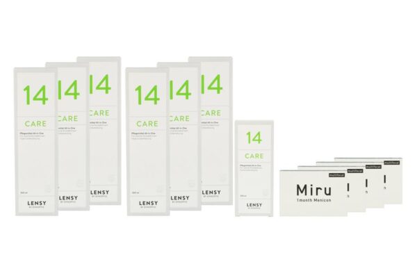 Miru 1 Month Multifocal 4 x 6 Monatslinsen + Lensy Care 14 Jahres-Sparpaket