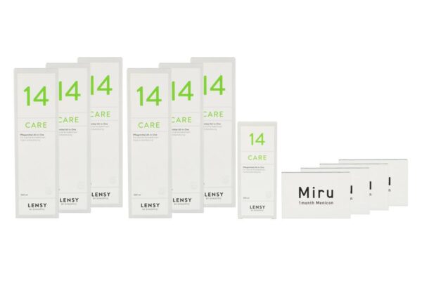 Miru 1 Month Spheric 4 x 6 Monatslinsen + Lensy Care 14 Jahres-Sparpaket
