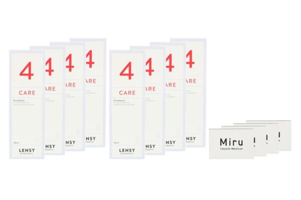 Miru 1 Month Spheric 4 x 6 Monatslinsen + Lensy Care 4 Jahres-Sparpaket