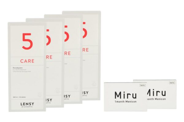 Miru 1 Month Toric 2 x 6 Monatslinsen + Lensy Care 5 Halbjahres-Sparpaket