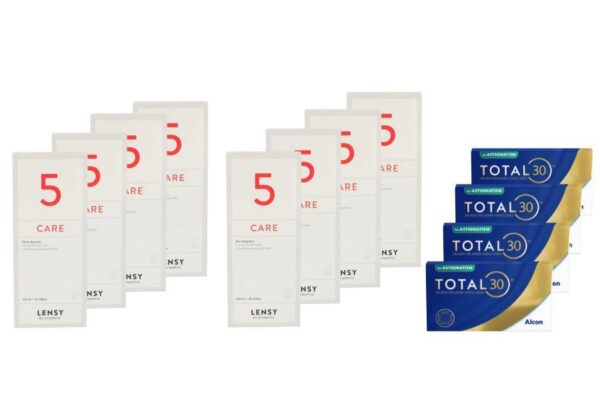 Total 30 for Astigmatism 4 x 6 Stück Monatslinsen + Lensy Care 5 Jahres-Sparpaket